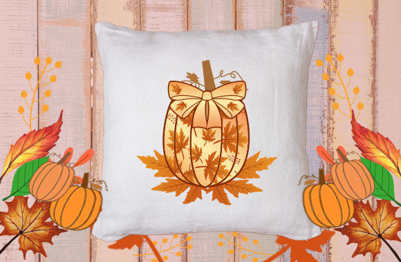Cute Pumpkin with Bow 3 for Crafts and Graphics