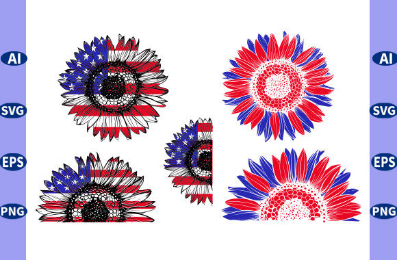 Sunflower 4th of July Bundle for Crafts and Graphics